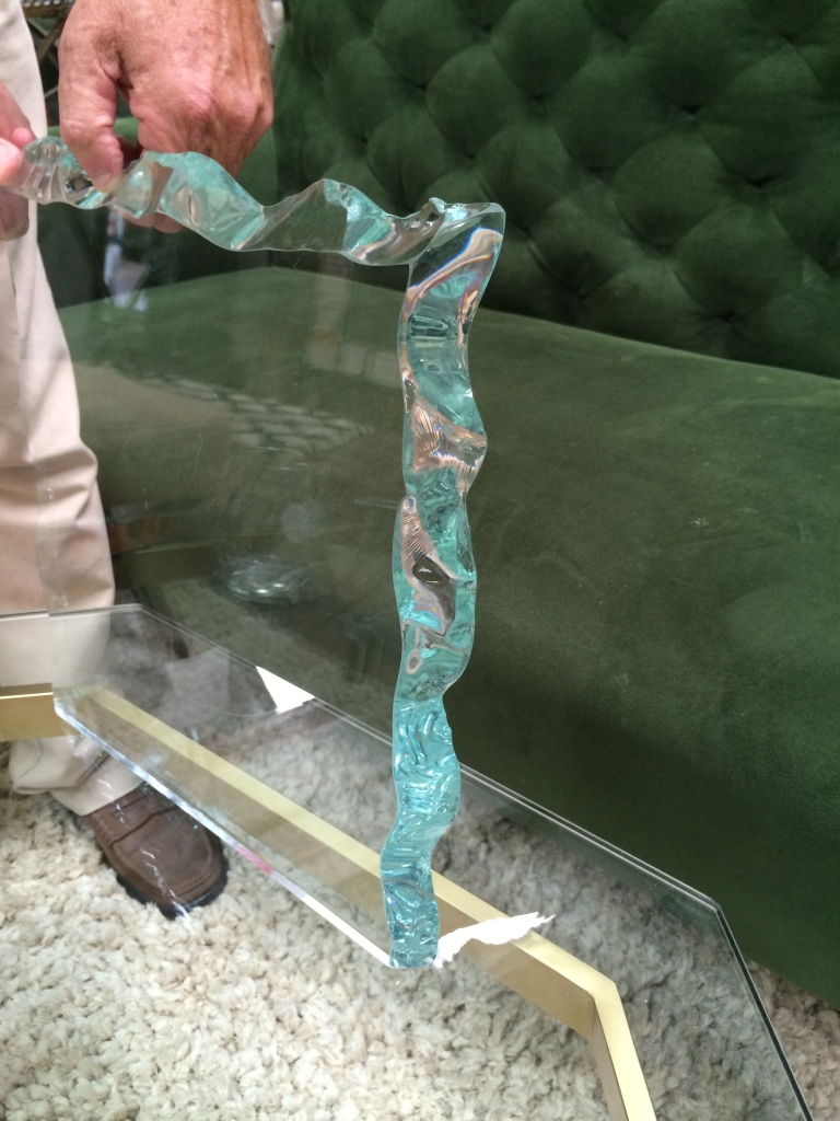 Custom chiseled edge on 3/4" thick glass