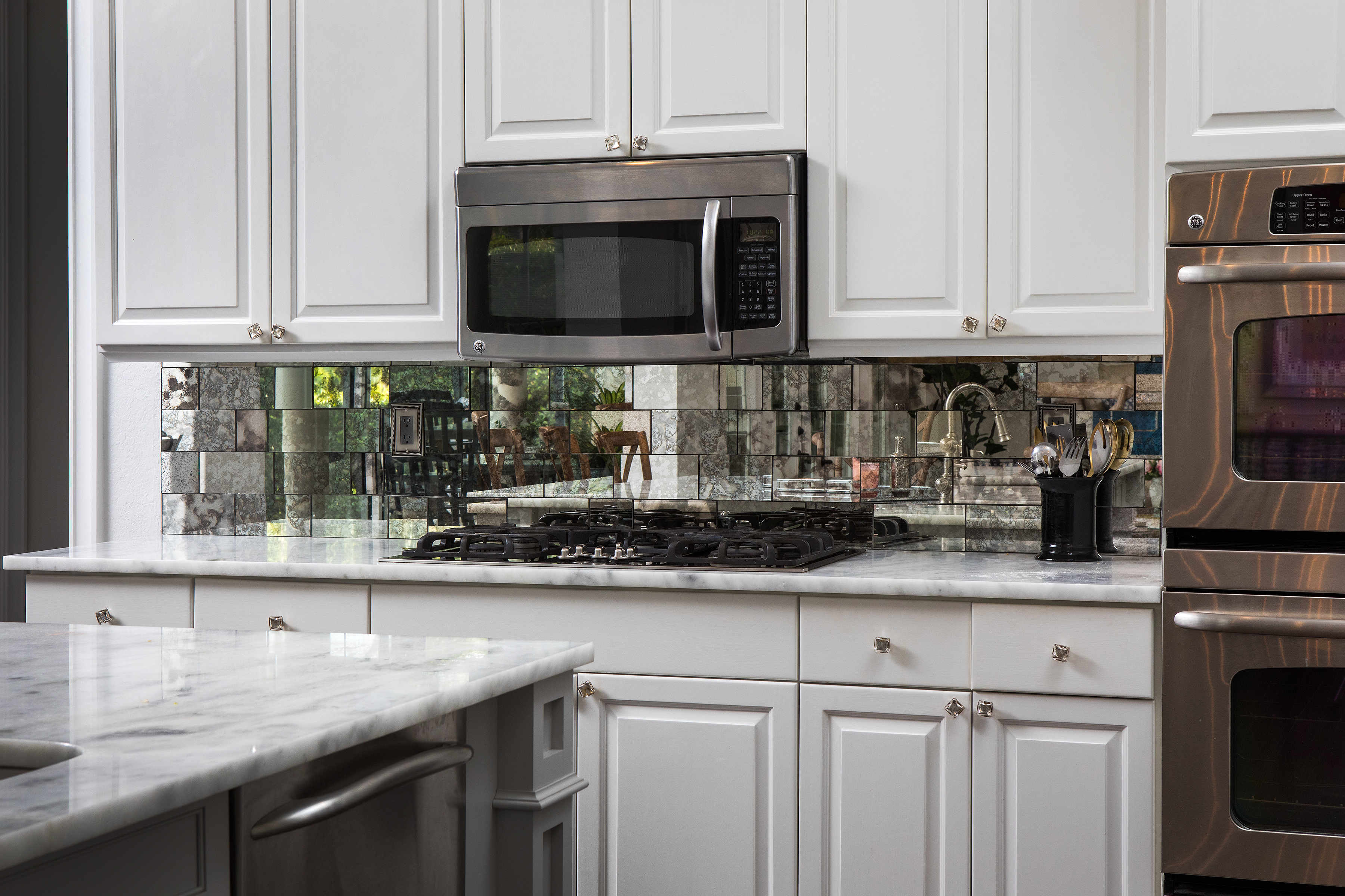 Antique Mirror Backsplash installed