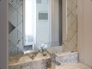 vanity mirror with antique mirror tiles