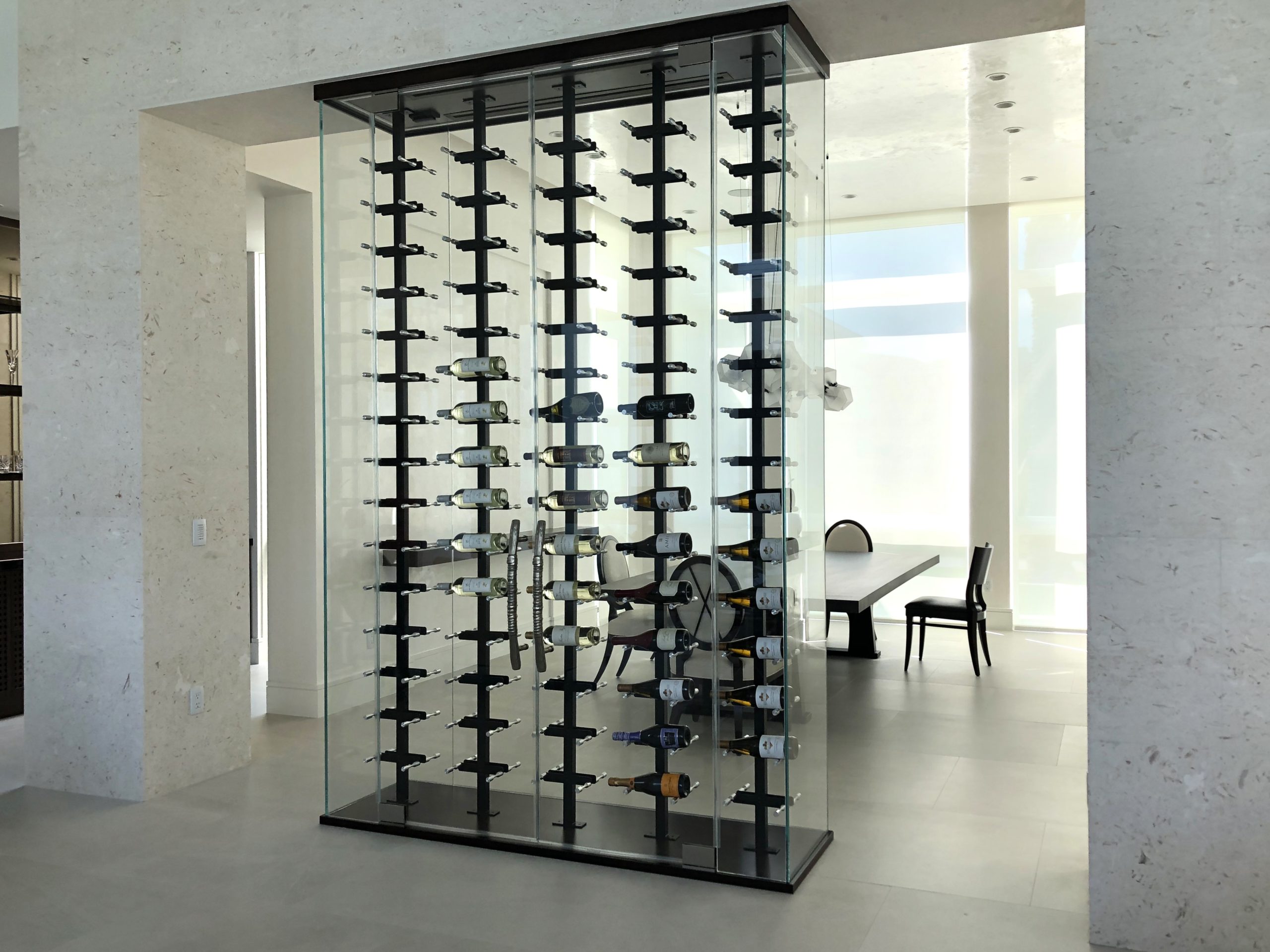 Glass enclosed wine room